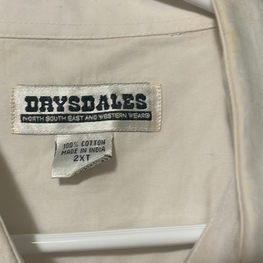 DRYSDALES WESTERN WEAR VINTAGE COWBOY SHIRT WHITE HEAVY DUTY MEN’S XXL USA - Picture 3 of 4